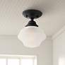 Regency Hill Schoolhouse 7" Wide Black and Frosted Glass Ceiling Light