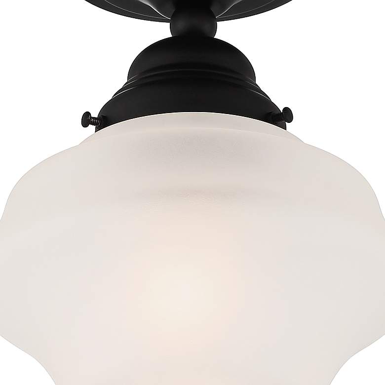 Image 3 Regency Hill Schoolhouse 7 inch Wide Black and Frosted Glass Ceiling Light more views