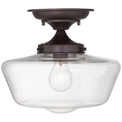Regency Hill Schoolhouse Floating 12&quot; Bronze Clear Glass Ceiling Light