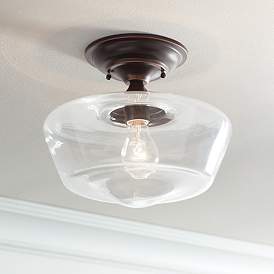 Image1 of Regency Hill Schoolhouse Floating 12" Bronze Clear Glass Ceiling Light