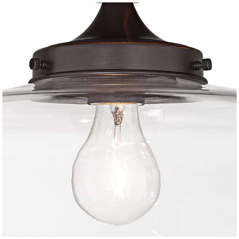 Image 4 Regency Hill Schoolhouse Floating 12" Bronze Clear Glass Ceiling Light more views