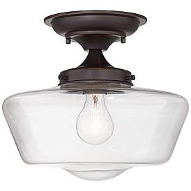 Image5 of Regency Hill Schoolhouse Floating 12" Bronze Clear Glass Ceiling Light more views