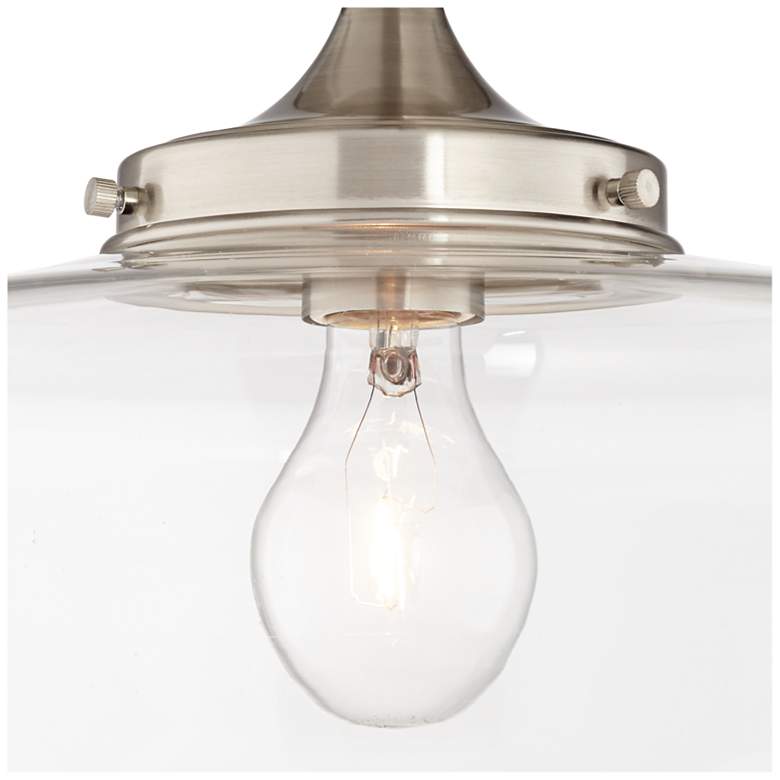 Image 4 Regency Hill Schoolhouse Floating 12" Nickel Clear Glass Ceiling Light more views