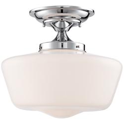 Regency Hill Schoolhouse Floating 12&quot; Wide Chrome Opaque Ceiling Light