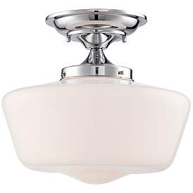 Image2 of Regency Hill Schoolhouse Floating 12" Wide Chrome Opaque Ceiling Light