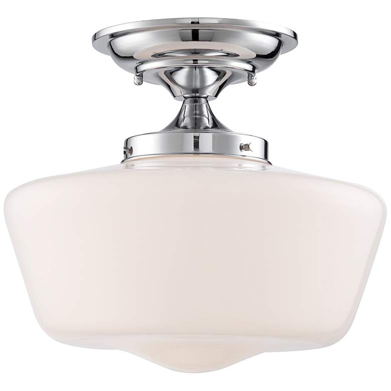 Image 2 Regency Hill Schoolhouse Floating 12" Wide Chrome Opaque Ceiling Light