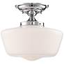 Regency Hill Schoolhouse Floating 12" Wide Chrome Opaque Ceiling Light