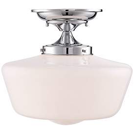 Image3 of Regency Hill Schoolhouse Floating 12" Wide Chrome Opaque Ceiling Light more views