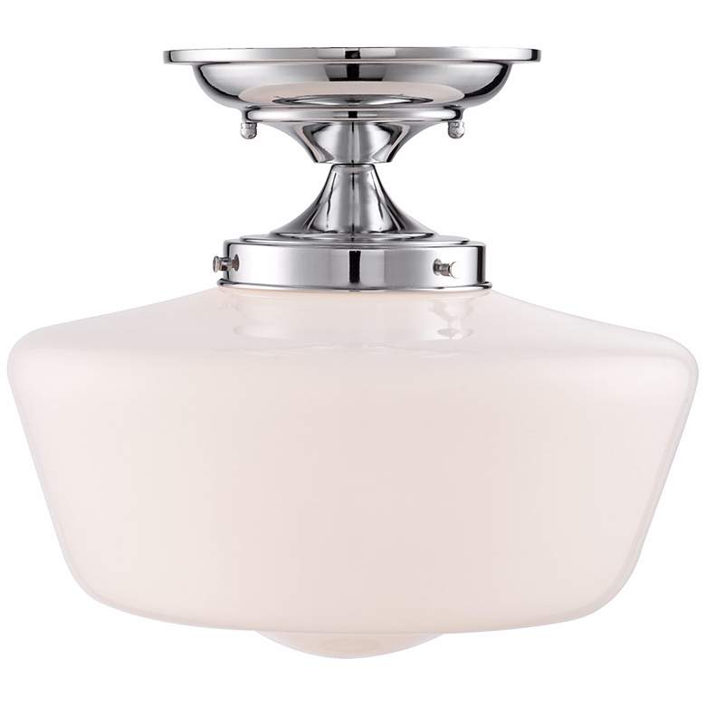 Image 3 Regency Hill Schoolhouse Floating 12 inch Wide Chrome Opaque Ceiling Light more views