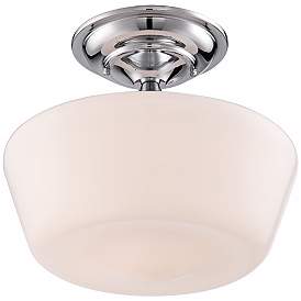 Image4 of Regency Hill Schoolhouse Floating 12" Wide Chrome Opaque Ceiling Light more views