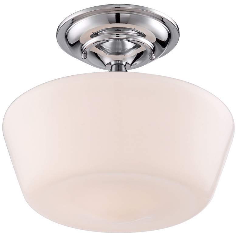Image 4 Regency Hill Schoolhouse Floating 12" Wide Chrome Opaque Ceiling Light more views