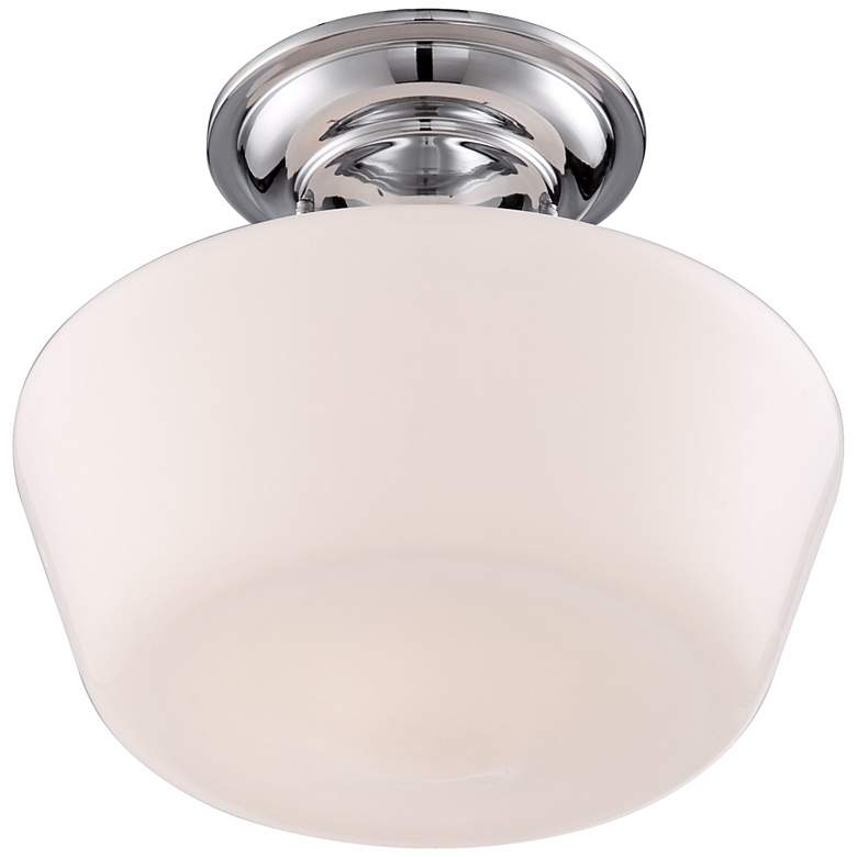 Image 5 Regency Hill Schoolhouse Floating 12" Wide Chrome Opaque Ceiling Light more views