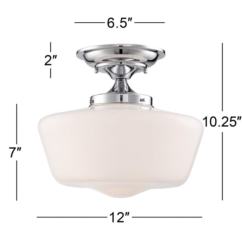 Image 6 Regency Hill Schoolhouse Floating 12" Wide Chrome Opaque Ceiling Light more views