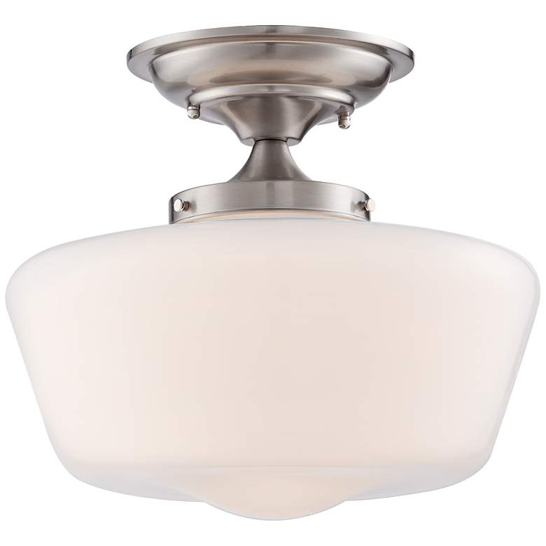 Image 2 Regency Hill Schoolhouse Floating 12" Wide Nickel Opaque Ceiling Light
