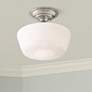 1_Regency Hill Schoolhouse Floating 12" Wide Nickel Opaque Ceiling Light