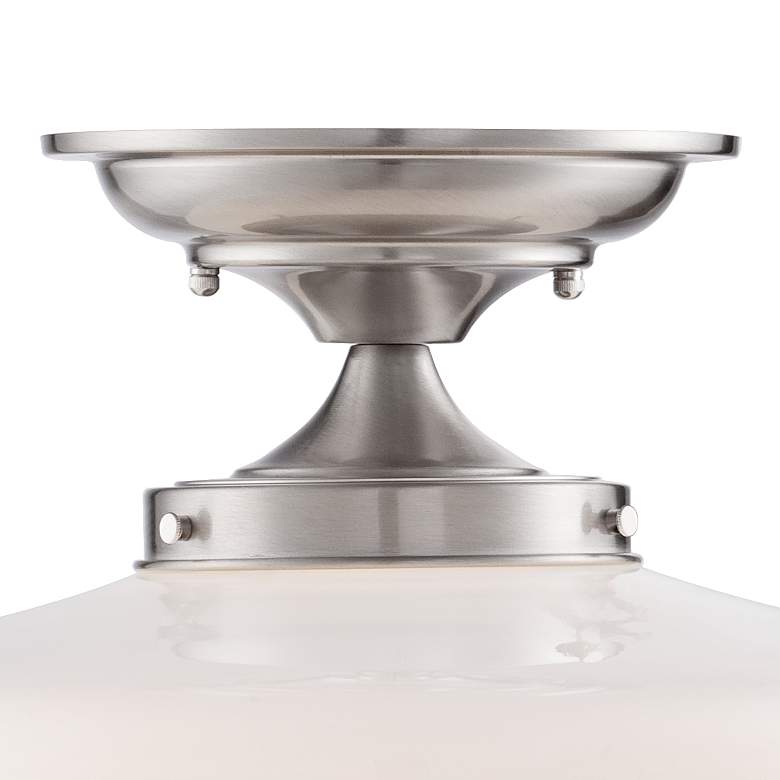 Image 4 Regency Hill Schoolhouse Floating 12" Wide Nickel Opaque Ceiling Light more views