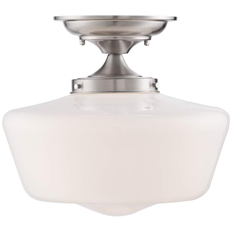 Image 5 Regency Hill Schoolhouse Floating 12" Wide Nickel Opaque Ceiling Light more views