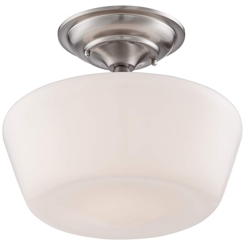 Image 6 Regency Hill Schoolhouse Floating 12" Wide Nickel Opaque Ceiling Light more views