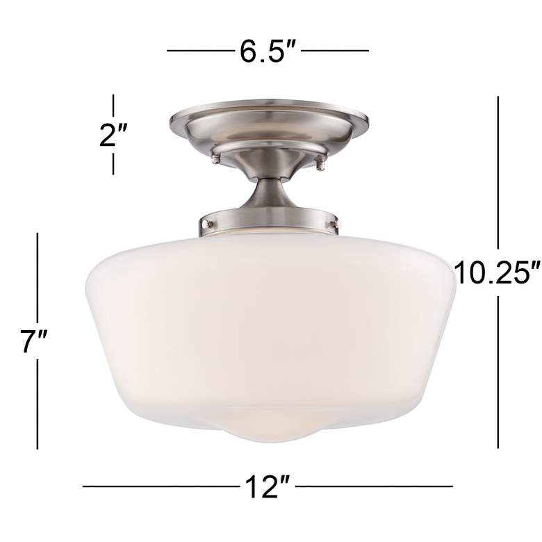 Image 7 Regency Hill Schoolhouse Floating 12" Wide Nickel Opaque Ceiling Light more views