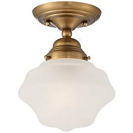 Image2 of Regency Hill Schoolhouse Floating 7" Brass Frosted Glass Ceiling Light