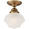 Regency Hill Schoolhouse Floating 7" Brass Frosted Glass Ceiling Light
