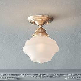 Image1 of Regency Hill Schoolhouse Floating 7" Brass Frosted Glass Ceiling Light