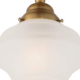 Image3 of Regency Hill Schoolhouse Floating 7" Brass Frosted Glass Ceiling Light more views