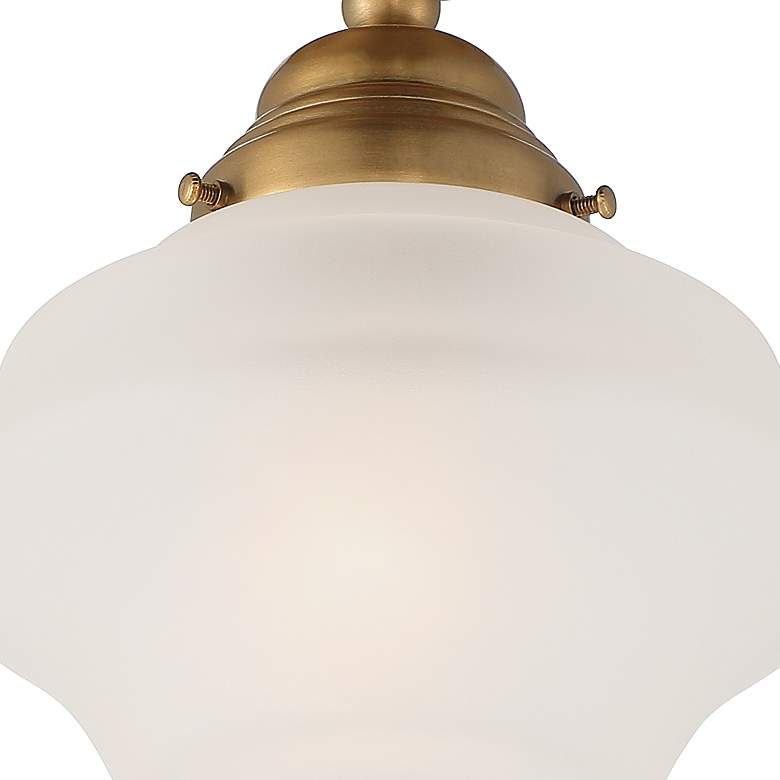 Image 3 Regency Hill Schoolhouse Floating 7" Brass Frosted Glass Ceiling Light more views