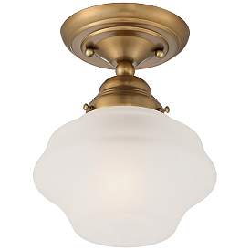 Image5 of Regency Hill Schoolhouse Floating 7" Brass Frosted Glass Ceiling Light more views