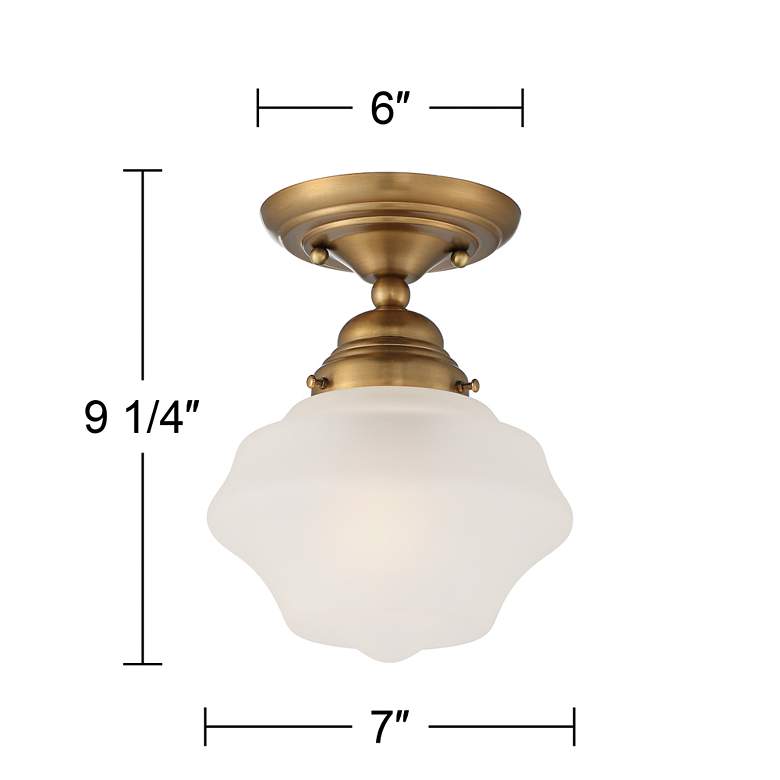 Image 6 Regency Hill Schoolhouse Floating 7" Brass Frosted Glass Ceiling Light more views