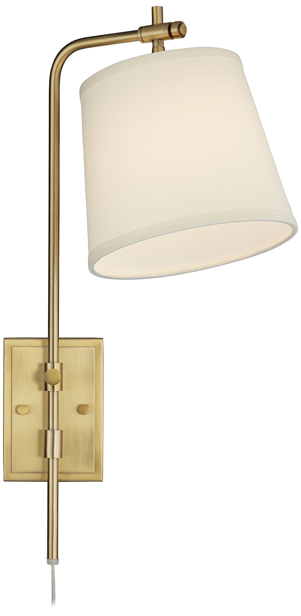 Regency Hill Seline Warm Gold Adjustable Plug-In Wall Lamp with Dimmer