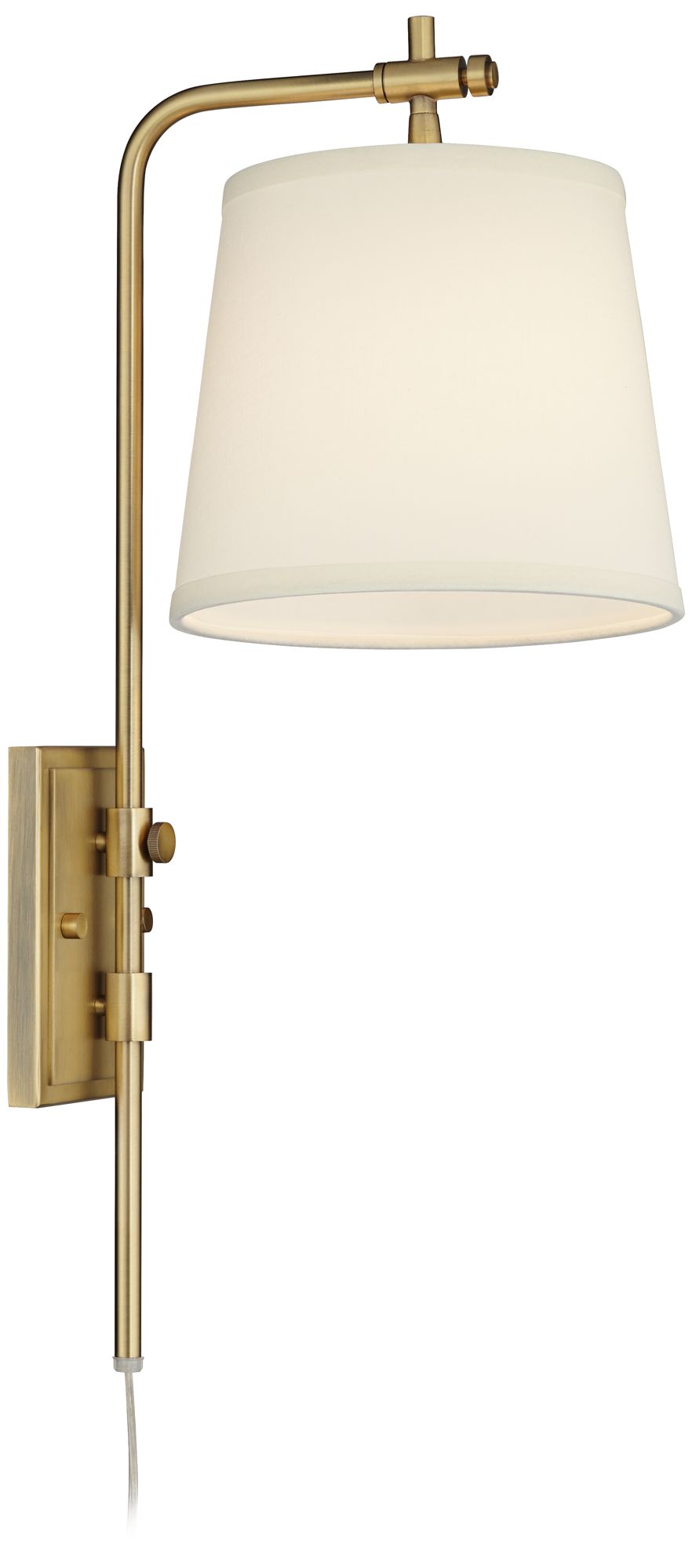 Regency Hill Seline Warm Gold Adjustable Plug-In Wall Lamp with Dimmer