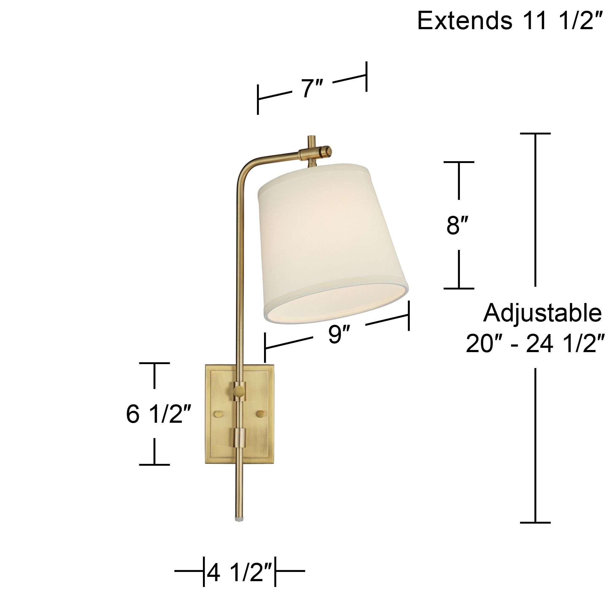 Regency Hill Seline Warm Gold Adjustable Plug-In Wall Lamp with Dimmer