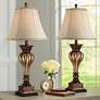 Regency Hill Senardo 30" High Gold Floral Vase Table Lamps Set of 2
