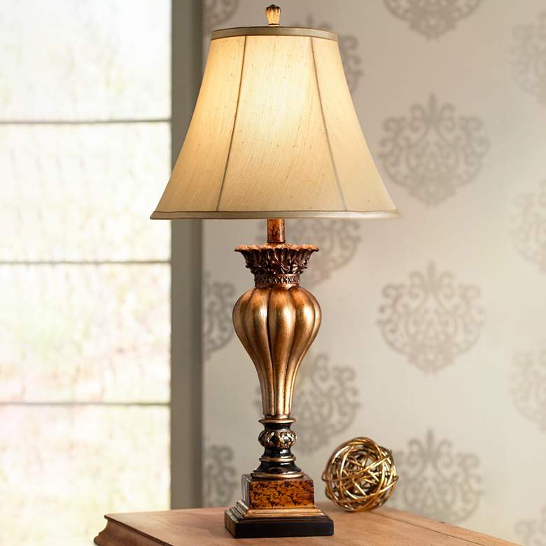 Image 1 Regency Hill Senardo 30 inch High Gold Vase Traditional Table Lamp