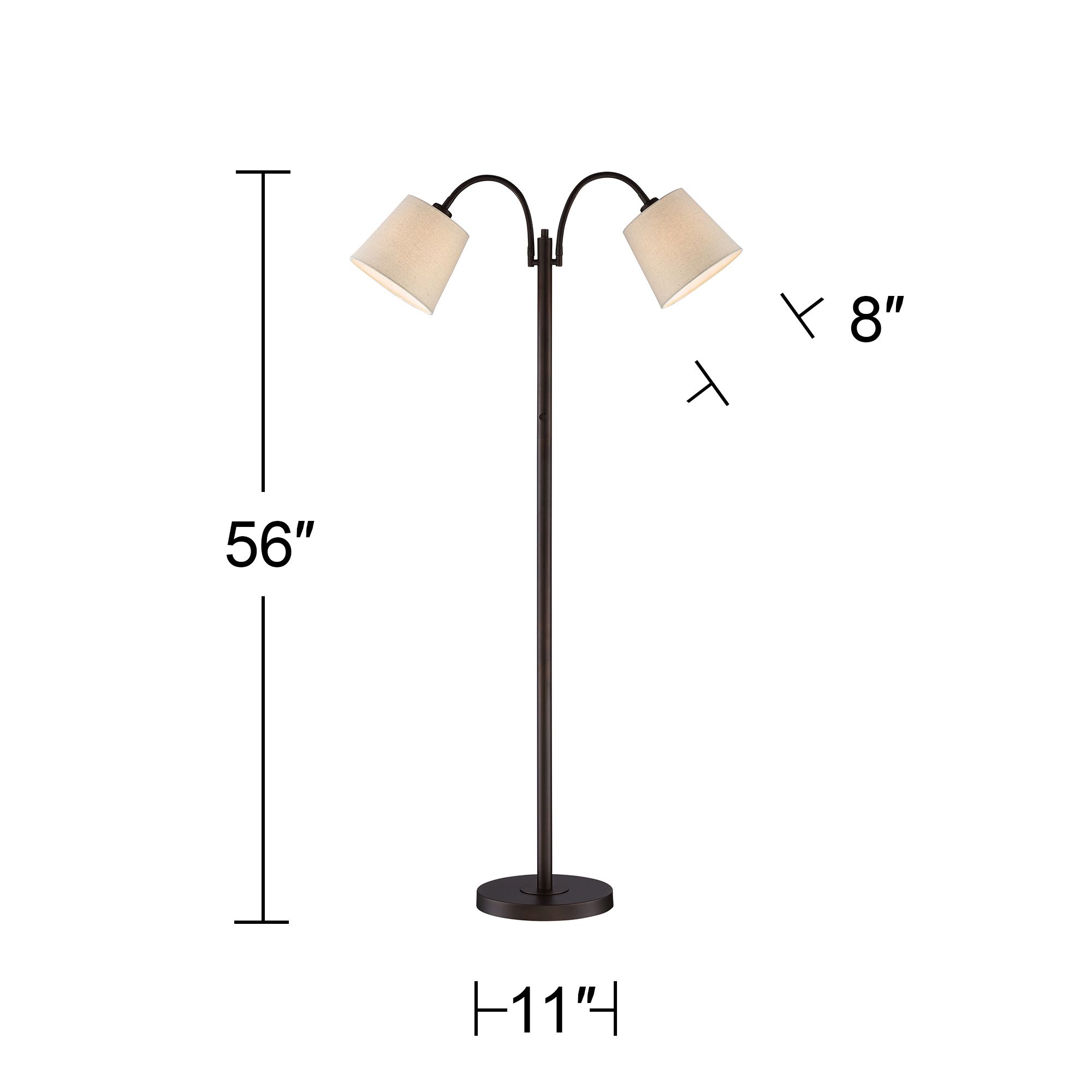Regency Hill Seneca 56" High Bronze Twin Arm Gooseneck Floor Lamp in scene