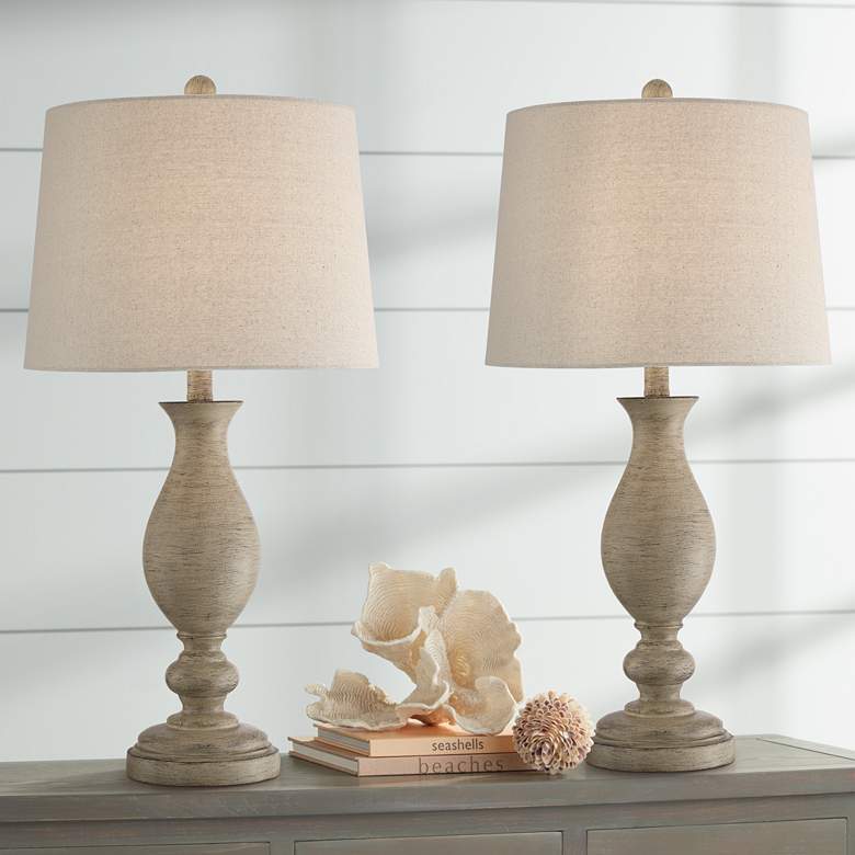 Image 1 Regency Hill Serena 27 1/2" Beige Gray Vase Table Lamps Set of 2