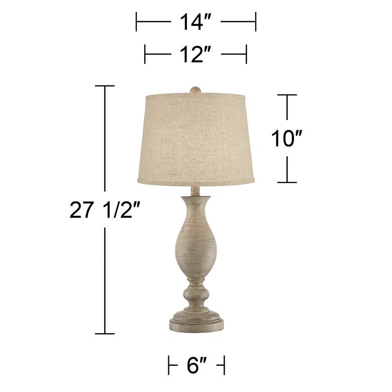 Image 7 Regency Hill Serena Beige Gray Faux Wood Burlap Linen Table Lamps Set of 2 more views