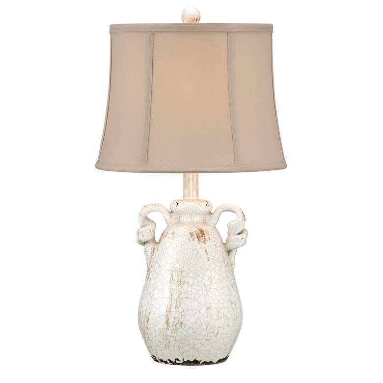 Image 3 Regency Hill Sofia 22" Crackled Ivory Rustic Jar Ceramic Table Lamp
