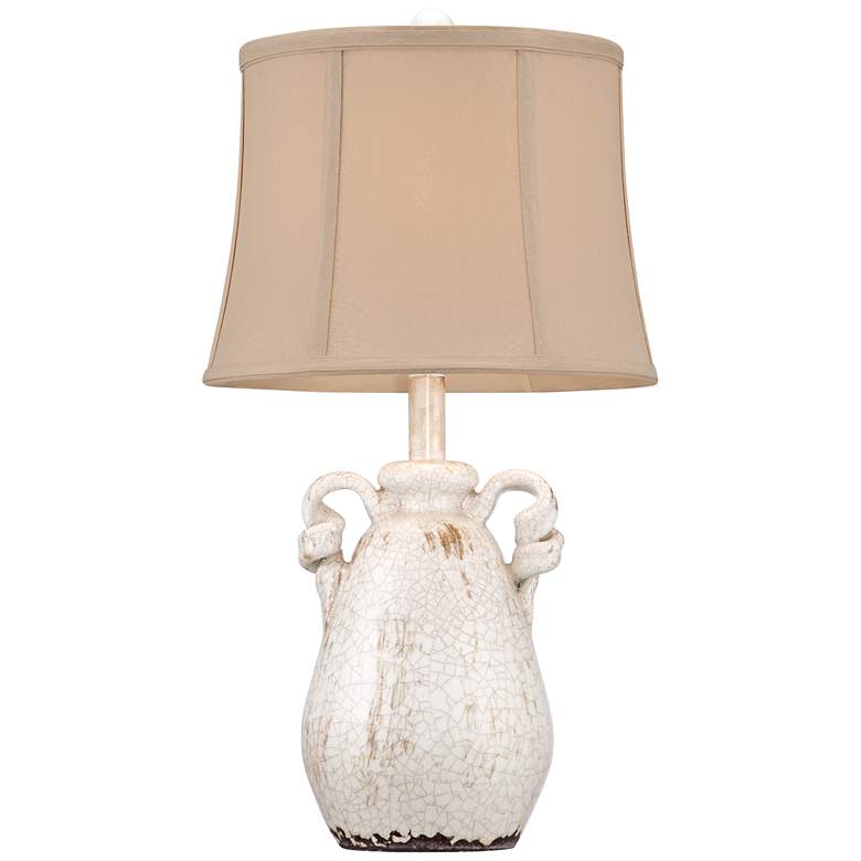 Image 6 Regency Hill Sofia 22" Crackled Ivory Rustic Jar Ceramic Table Lamp more views
