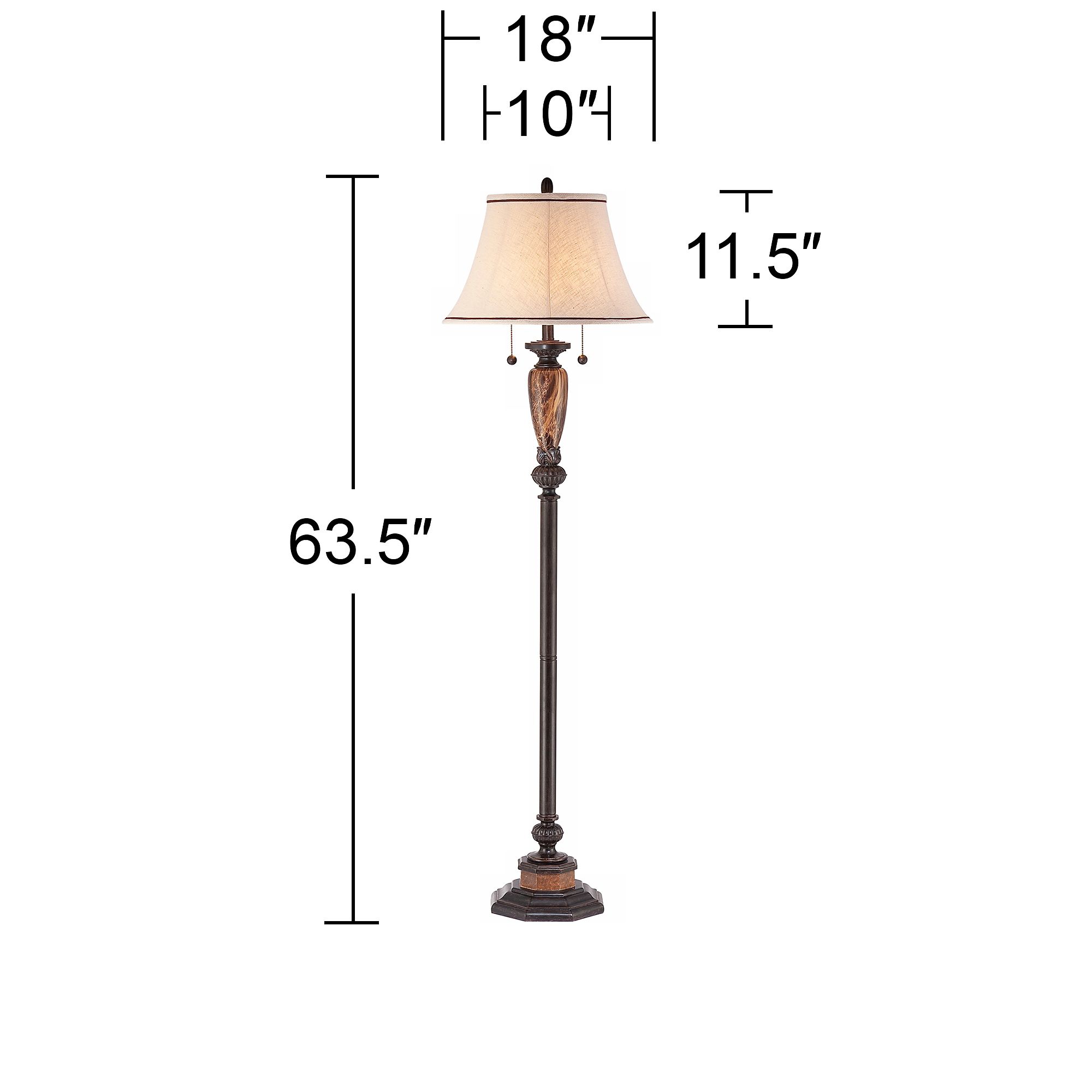 Image 7 Regency Hill Sonnett 63 1/2" Traditional Twin Pull Chain Floor Lamp more views