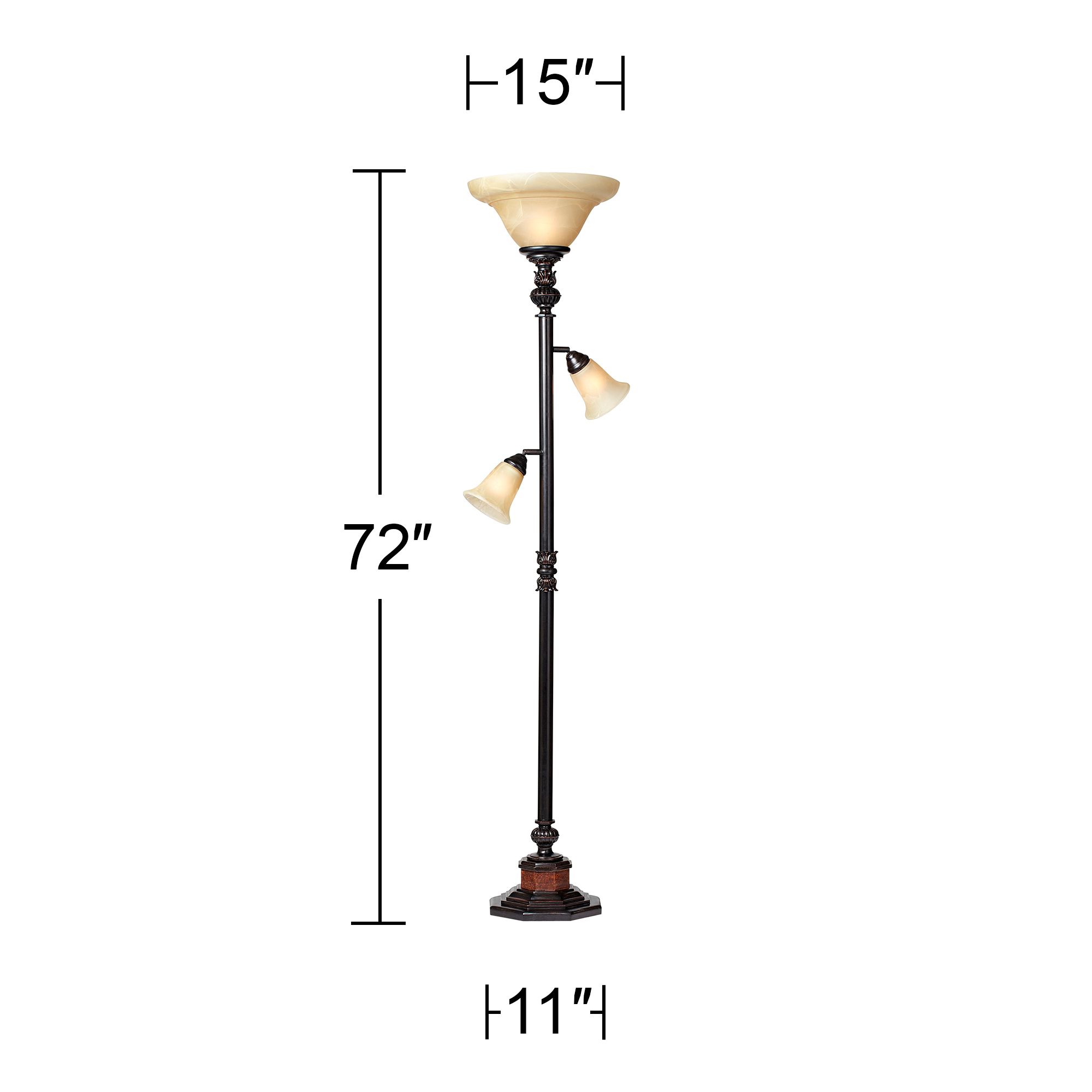 Regency Hill Sonnett 72" High 3-Light Torchiere Floor Lamp