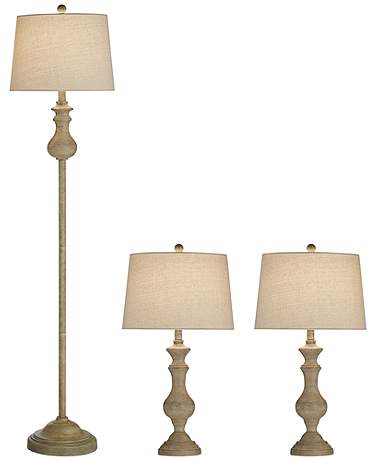 Regency Hill Southall Faux Wood Finish Table and Floor Lamps Set