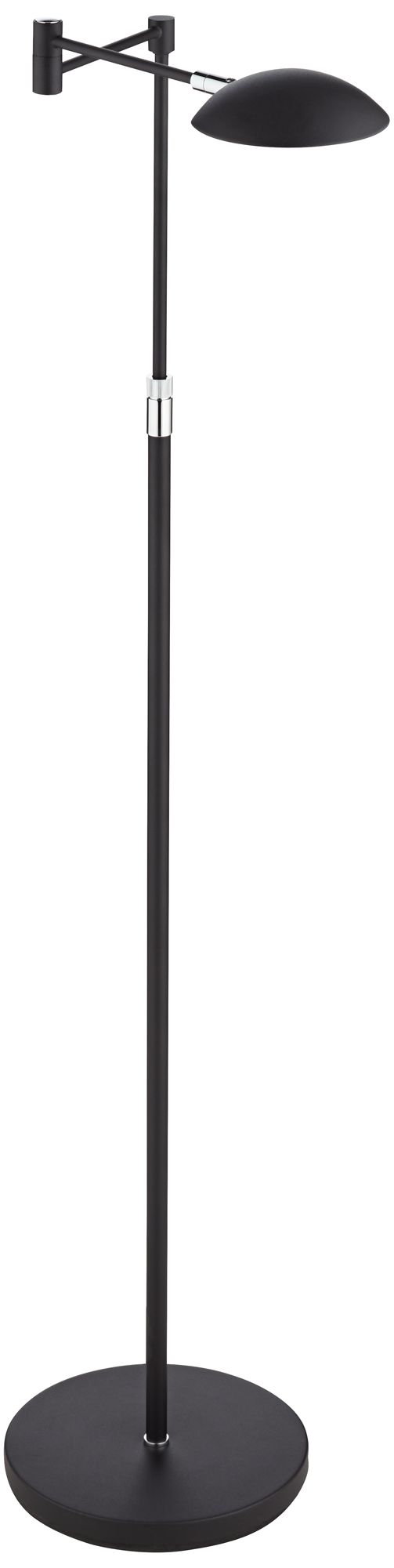 Regency Hill Sparta Adjustable Black Pharmacy Swing Arm LED Floor Lamp