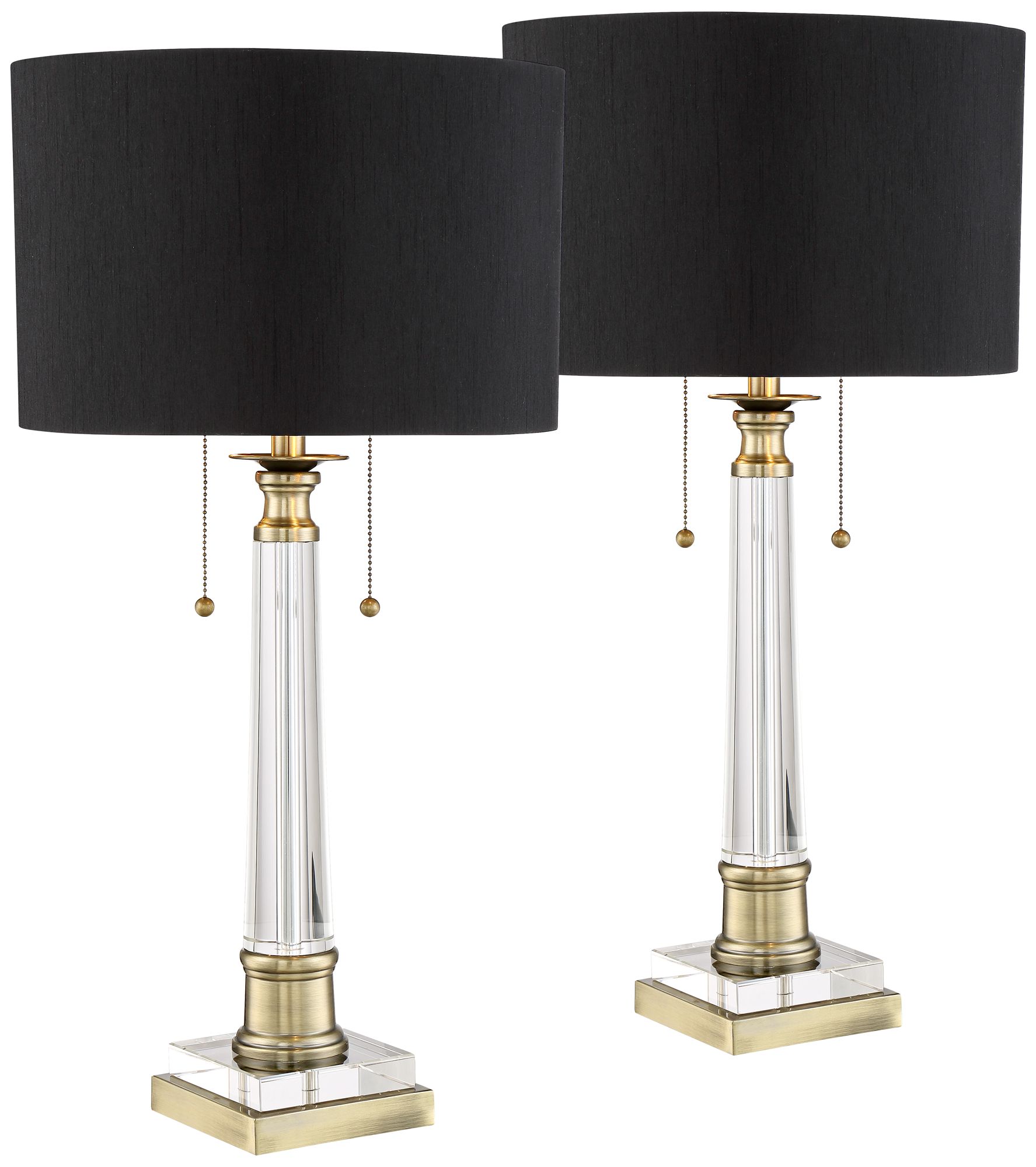 Regency Hill Stephan 30" Clear Crystal Column Lamps Set of 2