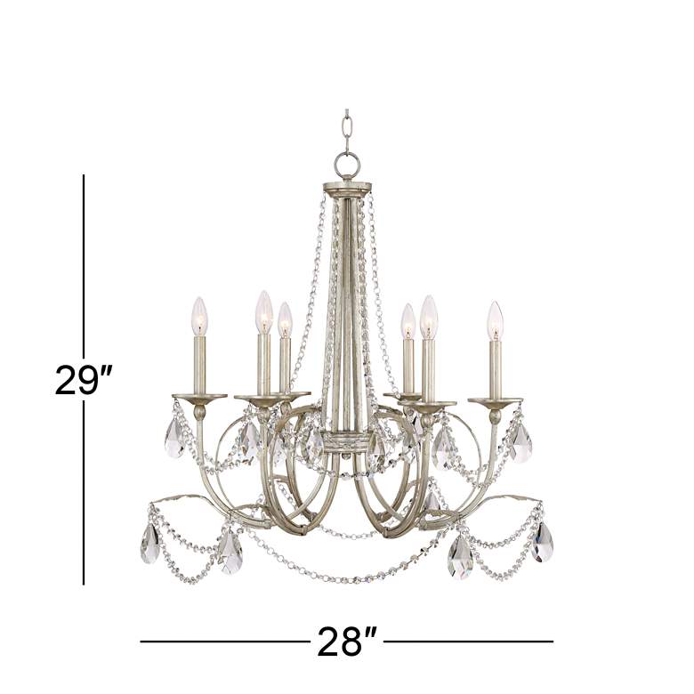 Image 6 Regency Hill Strand 28 inch Silver Leaf and Crystal 6-Light Chandelier more views