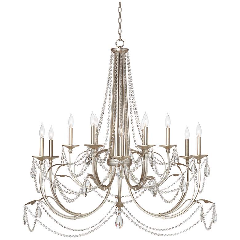 Image 3 Regency Hill Strand 46" Traditional Silver Leaf 12-Light Chandelier