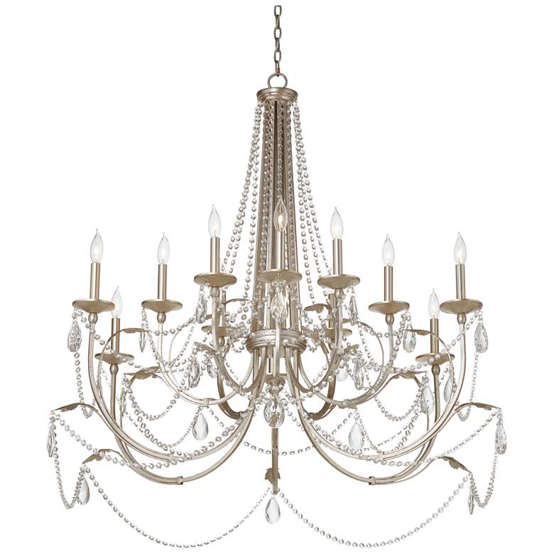Image 5 Regency Hill Strand 46" Traditional Silver Leaf 12-Light Chandelier more views