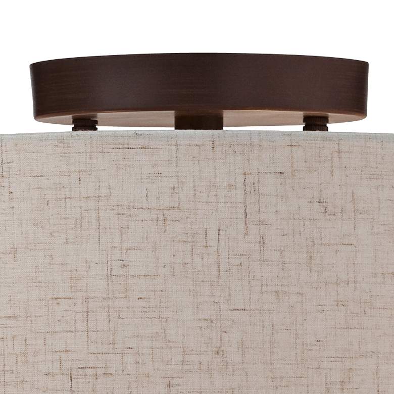 Image 4 Regency Hill Sylvan 14" Wide Modern Oatmeal Fabric Drum Ceiling Light more views