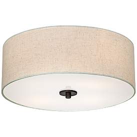 Image2 of Regency Hill Sylvan 18" Wide Oatmeal Drum Ceiling Light